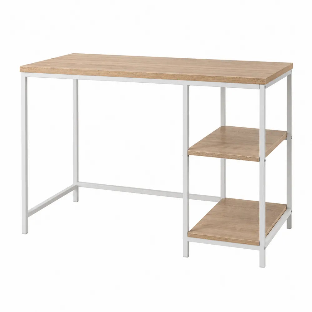 Rectangular MDF and Metal Desk with Shelves 120x60x75 cm