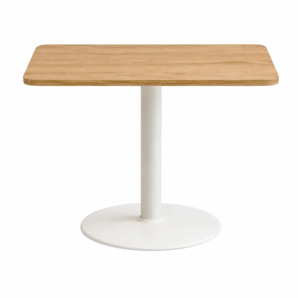 Rectangular Oak Wood Dining Table with White Metal Base 120x80x75 cm