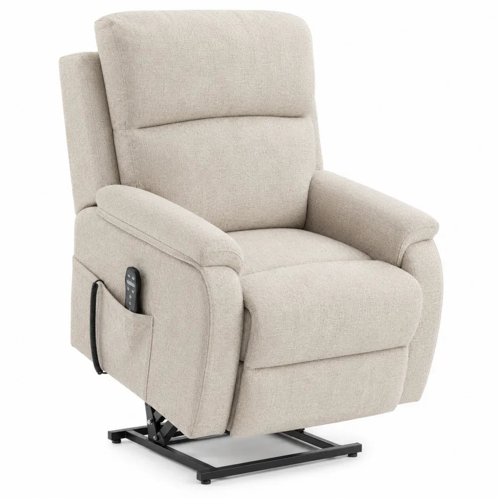 Beige Fabric Electric Recliner Chair with Lift and Remote Control