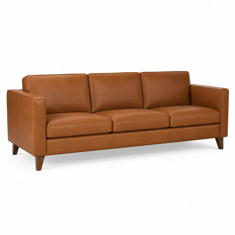Faux Leather 3-Seater Sofa Brown 220cm