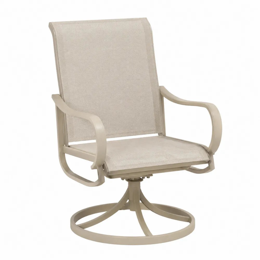 Outdoor Swivel Chair Beige Textilene Aluminum Frame