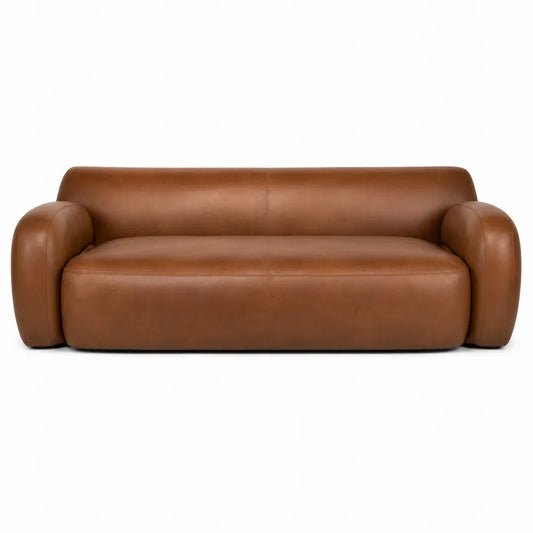 Brown Leather 3-Seater Sofa