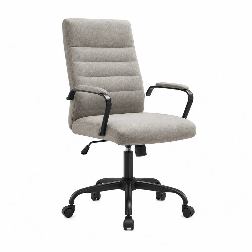 Polyester Office Chair with Adjustable Height and Wheels in Gray