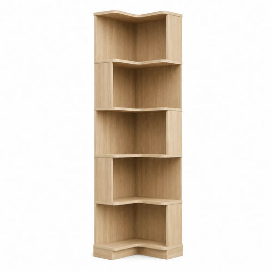 Corner Bookcase Engineered Wood Natural Finish 5-Tier 163cm