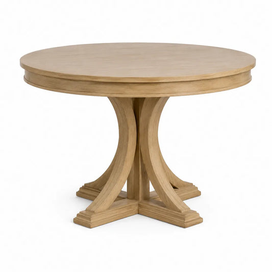 Round Solid Oak Dining Table Natural Finish Diameter 120cm