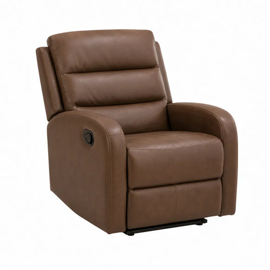 Faux Leather Recliner Chair with Manual Lever, Brown