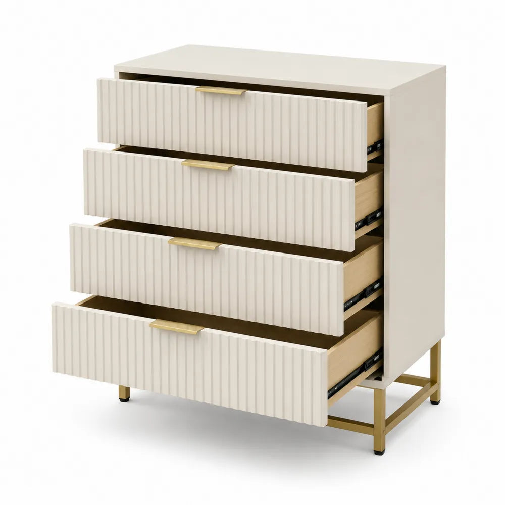 4-Drawer Dresser Wood White 80x40x100 cm