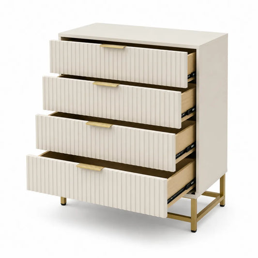 4-Drawer Dresser Wood White 80x40x100 cm