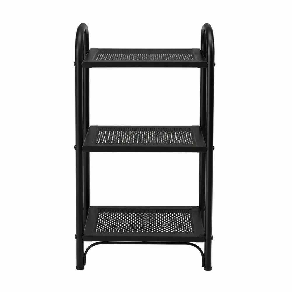 3-Tier Metal Bookshelf Black 30x45x90 cm