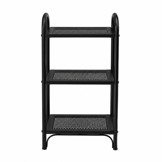 3-Tier Metal Bookshelf Black 30x45x90 cm