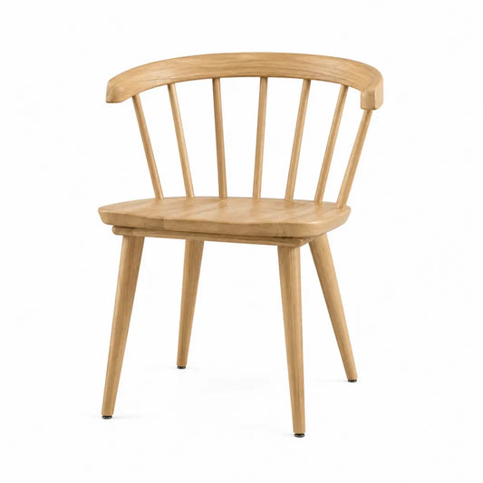 Solid Oak Dining Chair with Curved Backrest