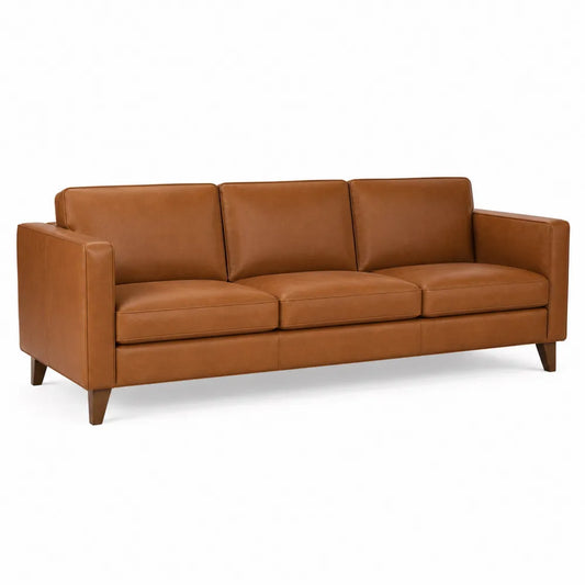 Faux Leather 3-Seater Sofa Brown 220cm
