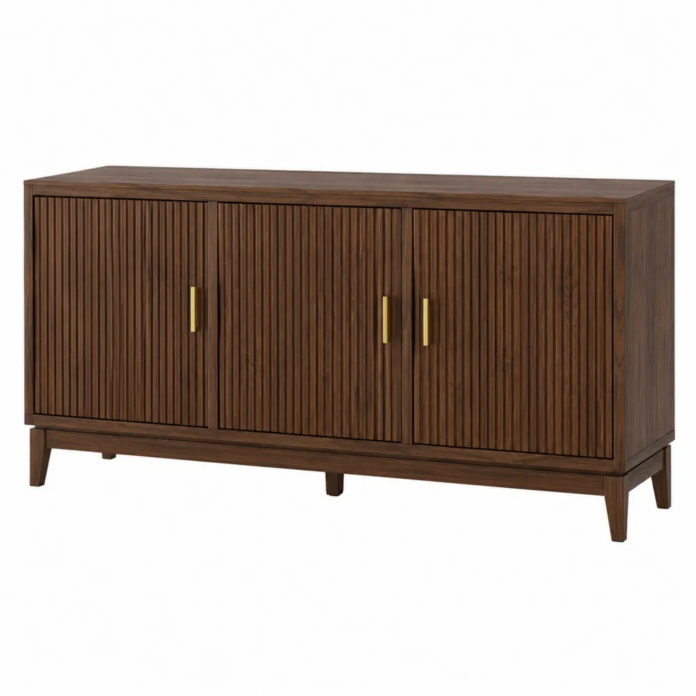 Wooden Sideboard Cabinet with Fluted Doors, 160 cm