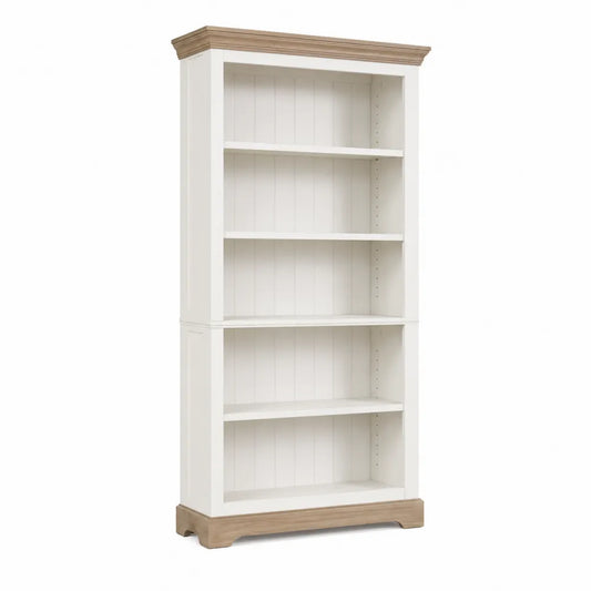 Wooden Bookshelf with Oak Finish and White Shelves 180cm Height